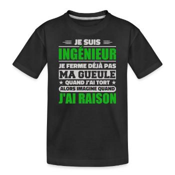 Ingénieur Humour Cadeau Etudiant Ingenieur - T-shirt bio Premium Enfant - noir - Devant
