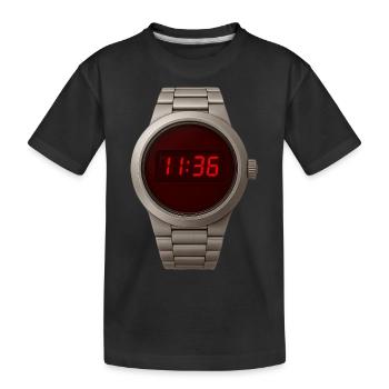 Coole Digitaluhr im Edelstahlgehäuse mit roten LED - Kinder Premium Bio T-Shirt - Schwarz - Vorne