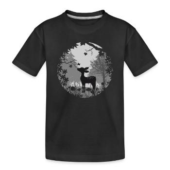 Rehkitz mit Schmetterling - Kinder Premium Bio T-Shirt - Schwarz - Vorne