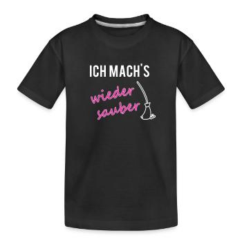PARTNERSHIRT sauber Mama - Kinder Premium Bio T-Shirt - Schwarz - Vorne