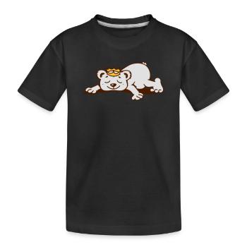small bear with a golden crown sleeps - Kids' Premium Organic T-Shirt - black - Front