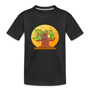 Baumhaus Abenteuer - Kinder Premium Bio T-Shirt - Schwarz - Vorne