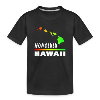 Hawaii Honolulu avec carte / cadeau carte - T-shirt bio Premium Enfant - noir - Devant