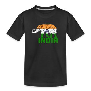 Indien Elefant / Flagge Geschenk Nationalfarbe - Kinder Premium Bio T-Shirt - Schwarz - Vorne