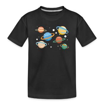 Saturn Planeten - Kinder Premium Bio T-Shirt - Schwarz - Vorne