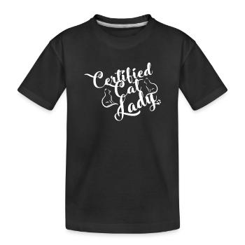 Cat Lady T Shirt - Kids' Premium Organic T-Shirt - black - Front