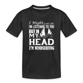 Ich bin Windsurfing Shirt - Kinder Premium Bio T-Shirt - Schwarz - Vorne