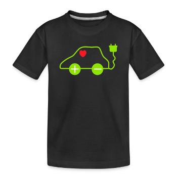 Green E-Car Heart Design - Kids' Premium Organic T-Shirt - black - Front