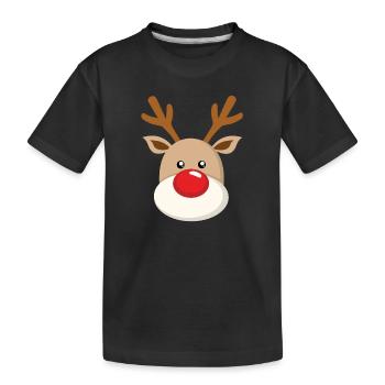 Doux Renne Nez rouge Nez Noël - T-shirt bio Premium Enfant - noir - Devant