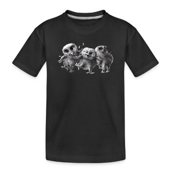 trois hiboux heureux - T-shirt bio Premium Enfant - noir - Devant