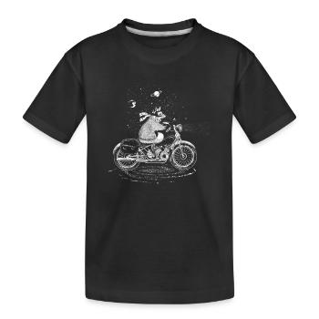 A fox rides a motorcycle - Kids' Premium Organic T-Shirt - black - Front