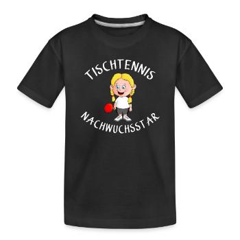 Tischtennis Nachwuchsstar - Kinder Premium Bio T-Shirt - Schwarz - Vorne