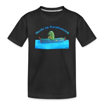 Brochet dans l’étang à carpes - T-shirt bio Premium Enfant - noir - Devant