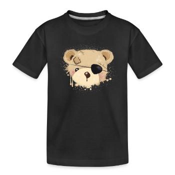 Teddy with eye patch - Kids' Premium Organic T-Shirt - black - Front
