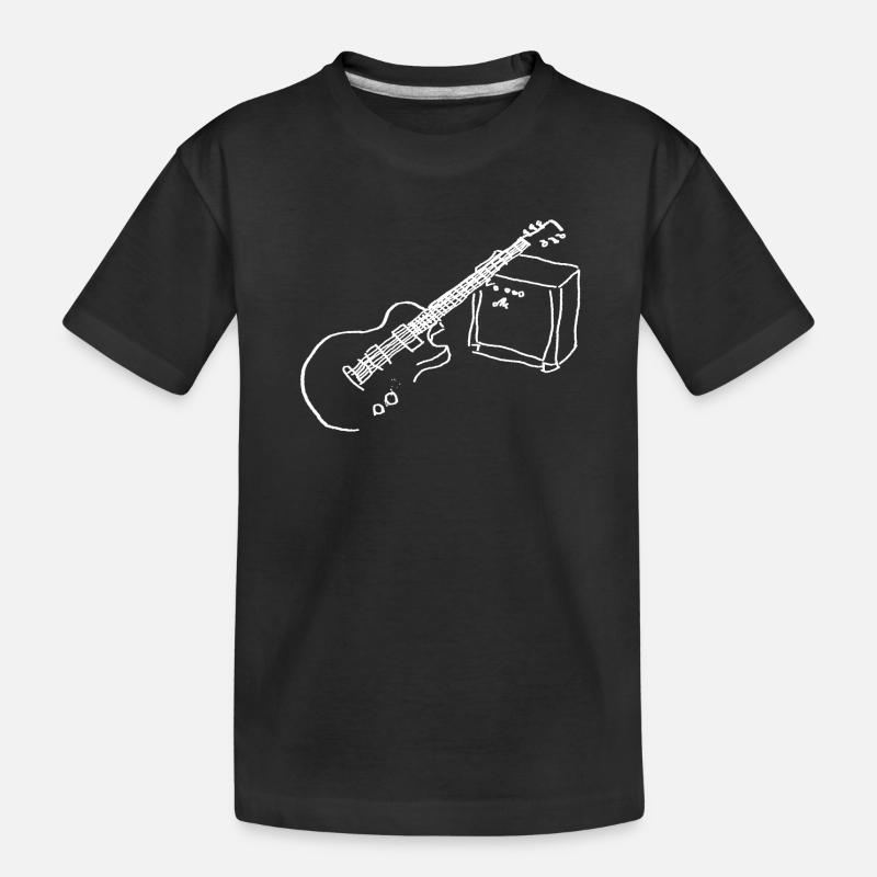 E Gitarre weiss - Kinder Premium Bio T-Shirt - Schwarz