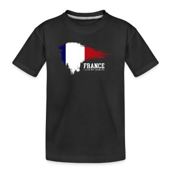 Frankreich Flagge Brush Pride - Kinder Premium Bio T-Shirt - Schwarz - Vorne