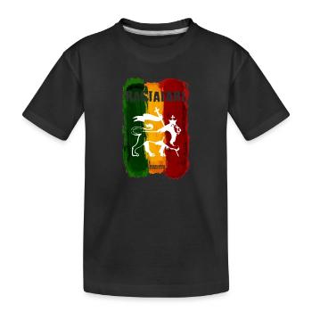 Rastafari Löwe auf Regenbogenstreifen - Kinder Premium Bio T-Shirt - Schwarz - Vorne