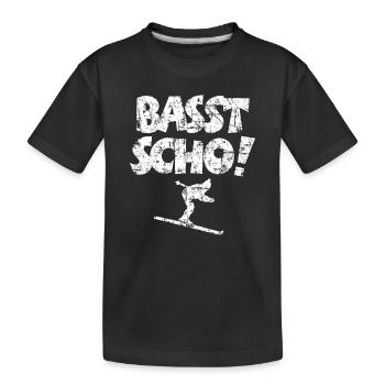 Basst Scho! Après-Ski Wintersport Skifahrer - Kinder Premium Bio T-Shirt - Schwarz - Vorne