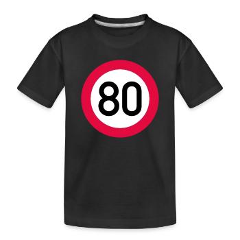 80 ans Attention ! Panneau de signalisation 80 km/h - T-shirt bio Premium Enfant - noir - Devant