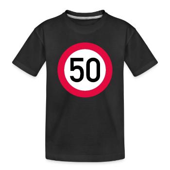 50 ans Attention ! Panneau de signalisation 50 km/h - T-shirt bio Premium Enfant - noir - Devant