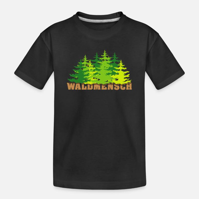 waldmensch wälder baum bäume geschenkidee - Kinder Premium Bio T-Shirt - Schwarz