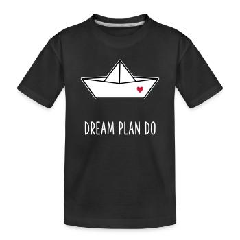 Dream Plan Do - Bateau en papier Cœur - T-shirt bio Premium Enfant - noir - Devant