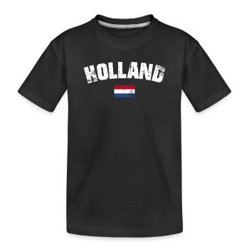 Holland Distressed Typografie - Kinder Premium Bio T-Shirt - Schwarz - Vorne