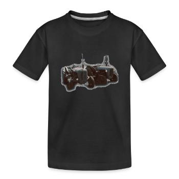 Tractor duo in the field - Kids' Premium Organic T-Shirt - black - Front