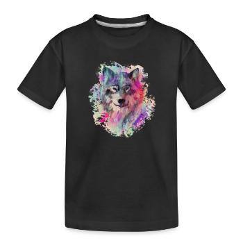 Wolf in the North Colour version - Kids' Premium Organic T-Shirt - black - Front