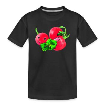 radieschen gemüse speise - Kinder Premium Bio T-Shirt - Schwarz - Vorne
