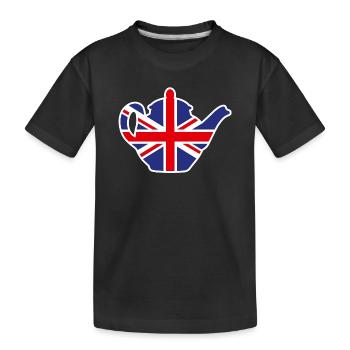 British United Kingdom teapot Union Jack - Kinder Premium Bio T-Shirt - Schwarz - Vorne