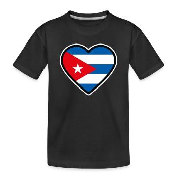 kuba flagge herz - Kinder Premium Bio T-Shirt - Schwarz - Vorne