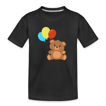 Teddybär mit Luftballons - Kinder Premium Bio T-Shirt - Schwarz - Vorne