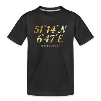 Düsseldorfer Koordinaten von Düsseldorf - Kinder Premium Bio T-Shirt - Schwarz - Vorne