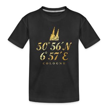 Köln Kölner Dom Koordinaten - Kinder Premium Bio T-Shirt - Schwarz - Vorne