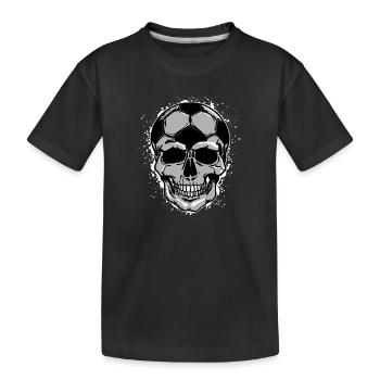 Fussball Kopf Fussballfan Totenkopf Fussballer - Kinder Premium Bio T-Shirt - Schwarz - Vorne