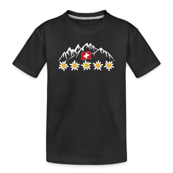 Switzerland, mountains, glaciers, vacation - Kids' Premium Organic T-Shirt - black - Front