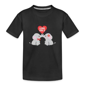 Éléphant éléphant valentine coeur amour cadeau - T-shirt bio Premium Enfant - noir - Devant