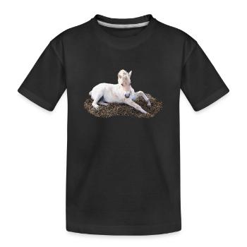 Poulain endormi sur du foin - T-shirt bio Premium Enfant - noir - Devant