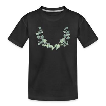 zarter Eukalyptus Zweige als halber Kranz - Kinder Premium Bio T-Shirt - Schwarz - Vorne