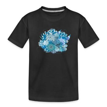 Coral reef with mussels, sea anemones and corals - Kids' Premium Organic T-Shirt - black - Front