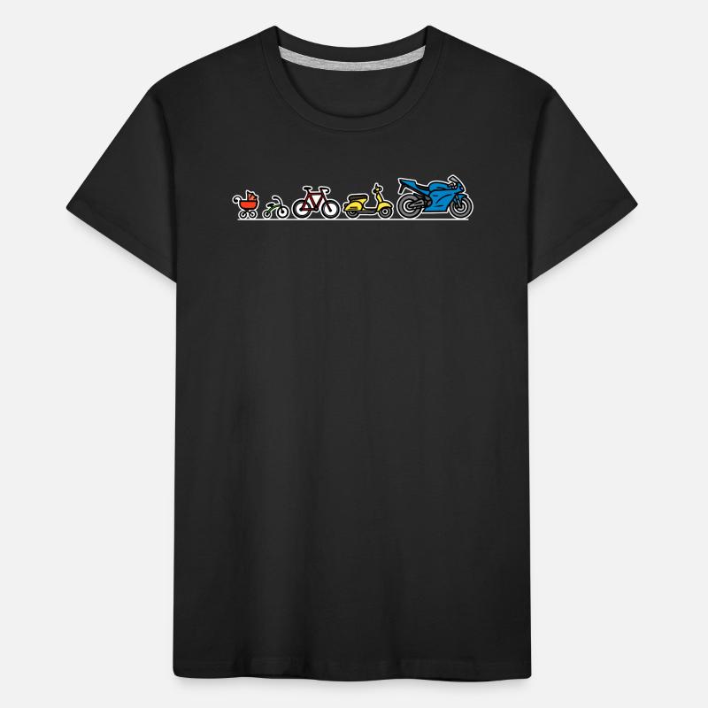 Biker Evolution Motorrad Entwicklung Fortschritt Kinder Premium Bio T-Shirt