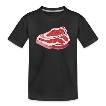 magnifique steak T Bone cru pour barbecues - T-shirt bio Premium Enfant - noir - Devant