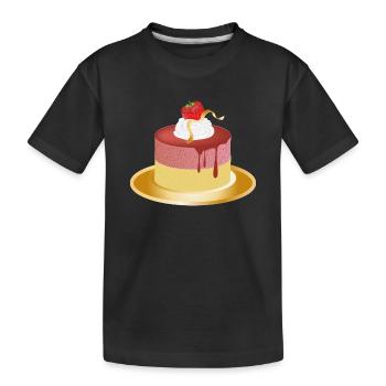 petite tartelette aux fraises crème et feuille d'or - T-shirt bio Premium Enfant - noir - Devant