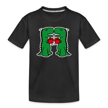 Lustige Boxdinosaurier, die Schulkinderkarikatur boxen - Kinder Premium Bio T-Shirt - Schwarz - Vorne