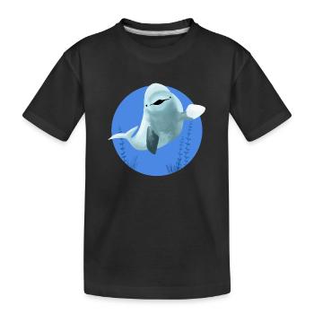 Beluga fröhlich in blauen Kreis - Kinder Premium Bio T-Shirt - Schwarz - Vorne
