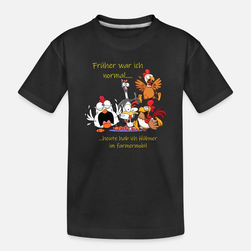 Früher war ich normal ---- Hühnershirt - Kinder Premium Bio T-Shirt - Schwarz