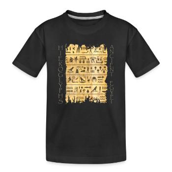 Torn papyri with hieroglyphics - Kids' Premium Organic T-Shirt - black - Front