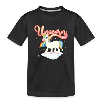 Licorne arc-en-ciel sur les nuages - T-shirt bio Premium Enfant - noir - Devant