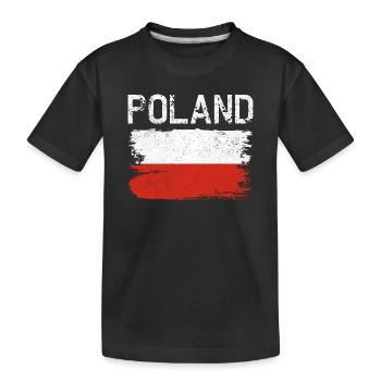Polen Flagge Grunge Brush Tee - Kinder Premium Bio T-Shirt - Schwarz - Vorne